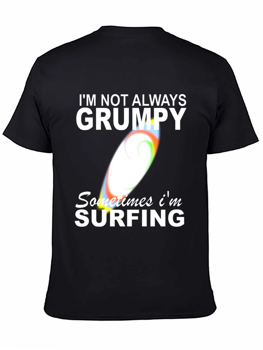 Grumpy Surfing Graphic Tee - Mens Black Cotton T-Shirt product image 7