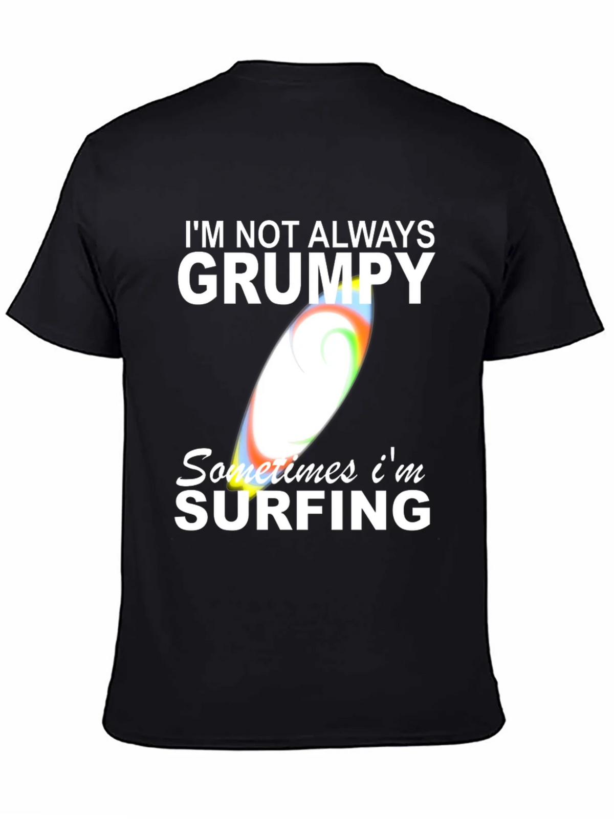 Grumpy Surfing Graphic Tee - Mens Black Cotton T-Shirt product image 7