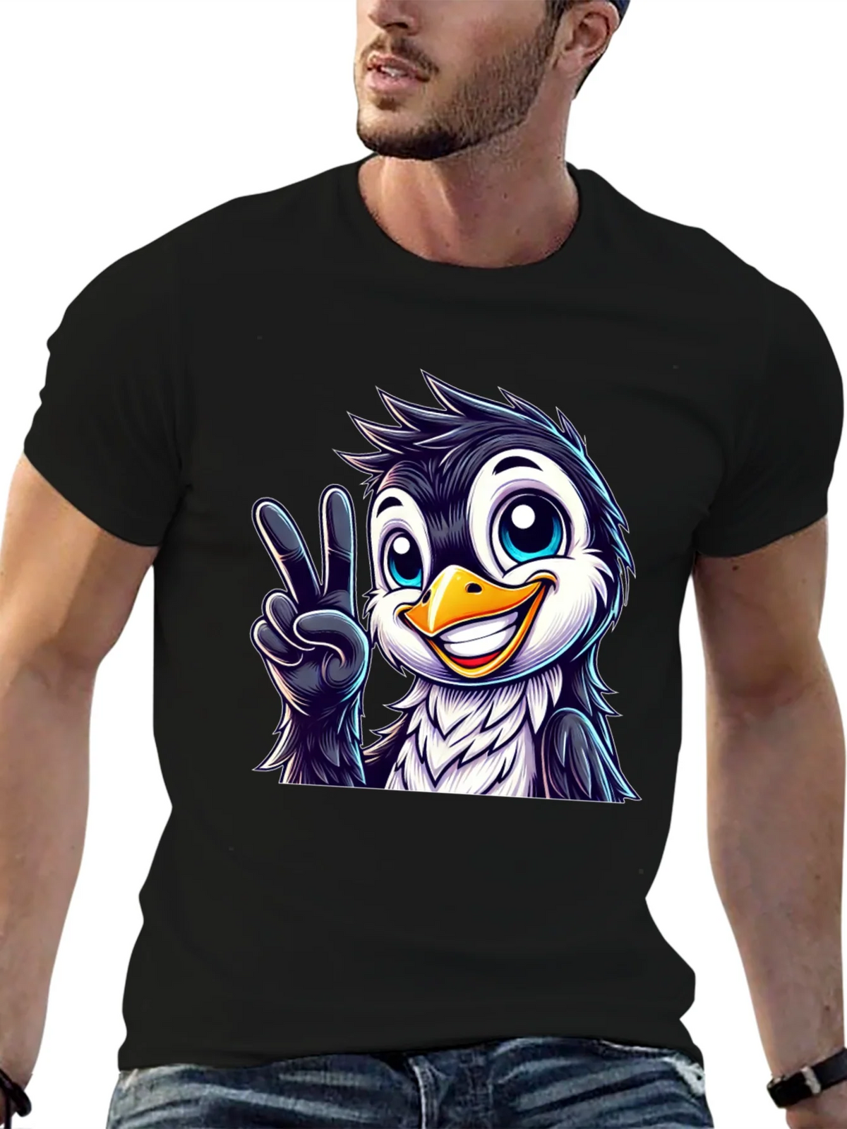 Peace Penguin Graphic Tee - Mens Black T-Shirt product image 9
