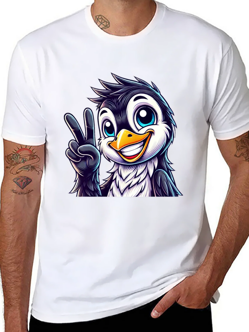Peace Penguin Graphic Tee - Mens Black T-Shirt product image 10