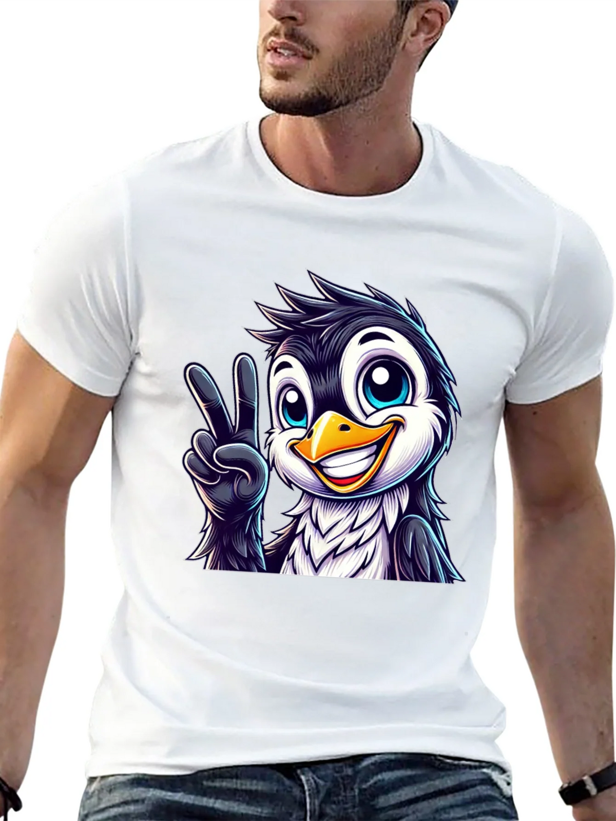 Peace Penguin Graphic Tee - Mens Black T-Shirt product image 4