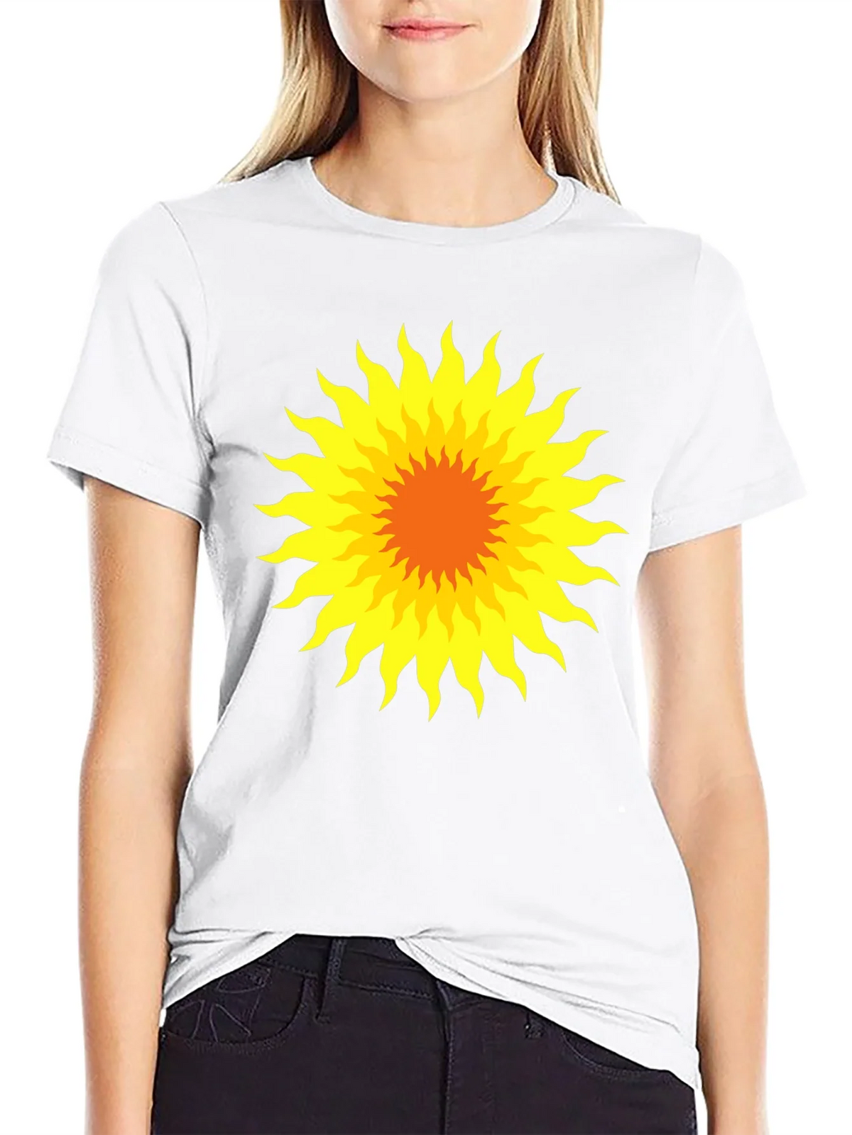 Radiant Sunburst Graphic Tee - Black Cotton T-Shirt product image 11