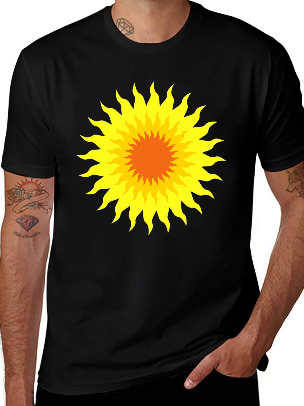 Radiant Sunburst Graphic Tee - Black Cotton T-Shirt product image 1