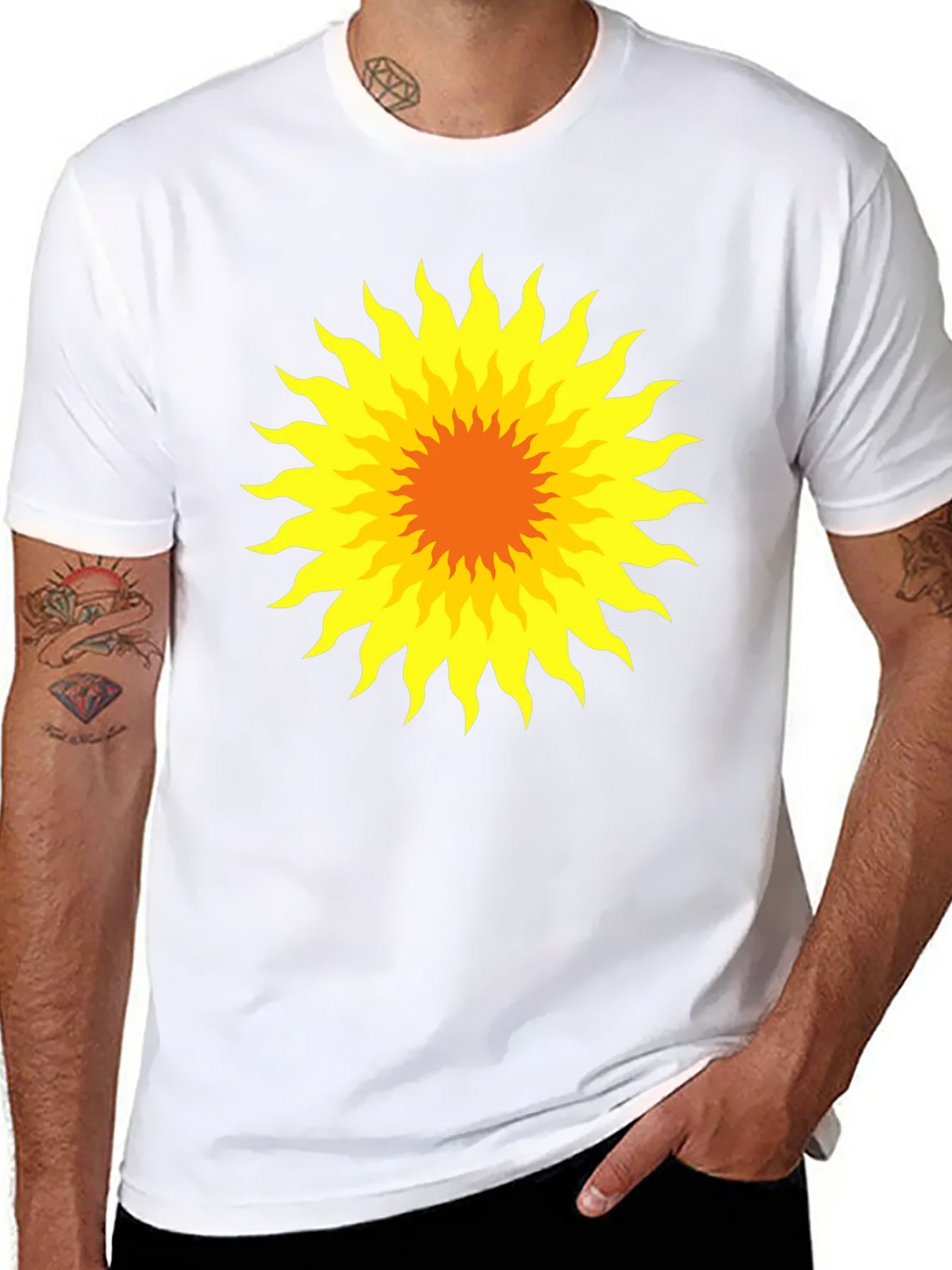 Radiant Sunburst Graphic Tee - Black Cotton T-Shirt product image 10
