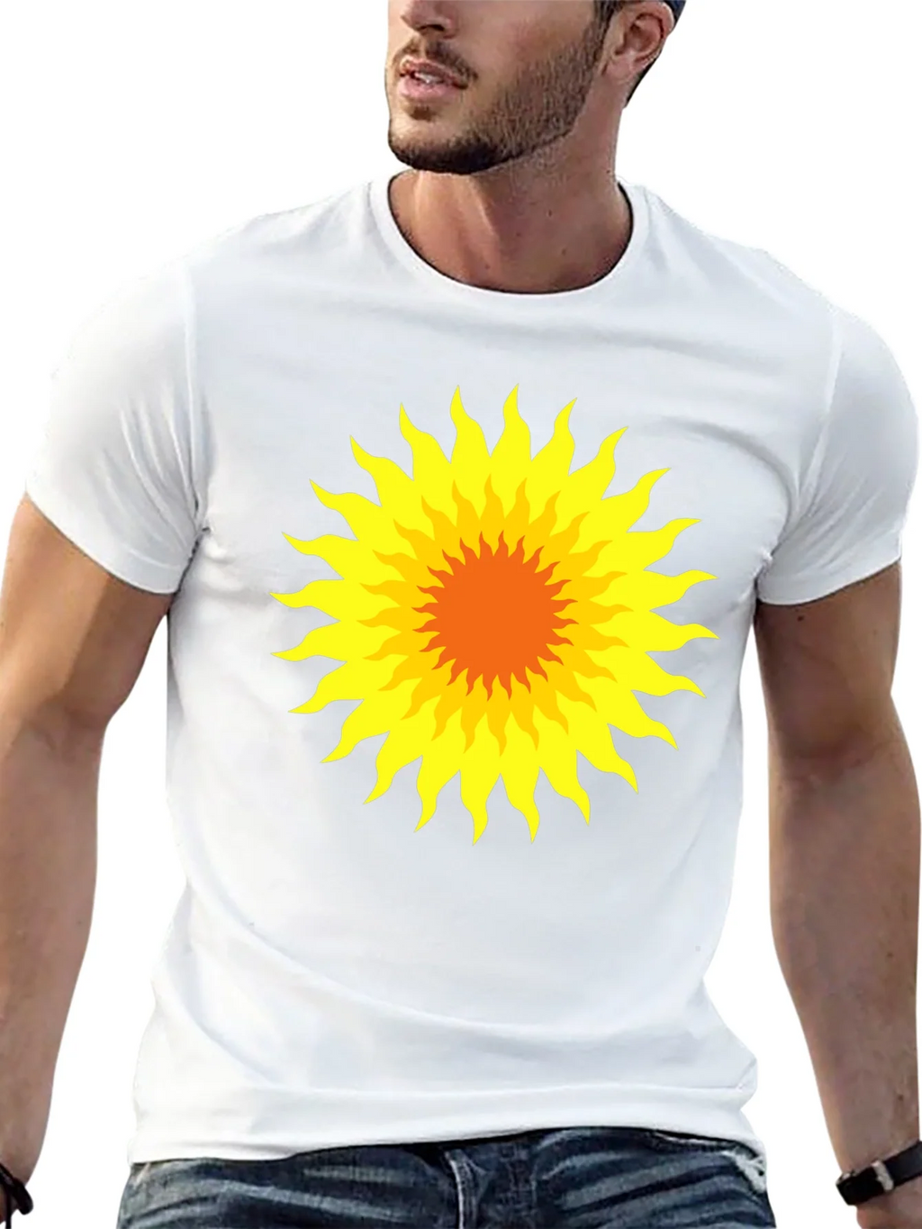 Radiant Sunburst Graphic Tee - Black Cotton T-Shirt product image 4