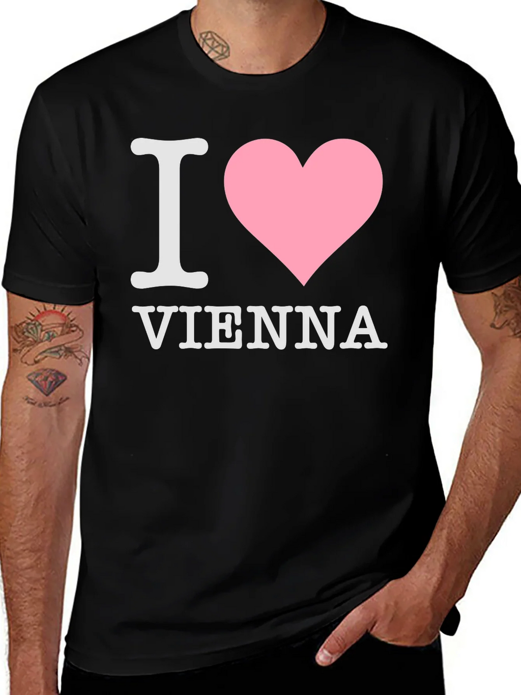 I Love Vienna T-Shirt Black Cotton product image 1