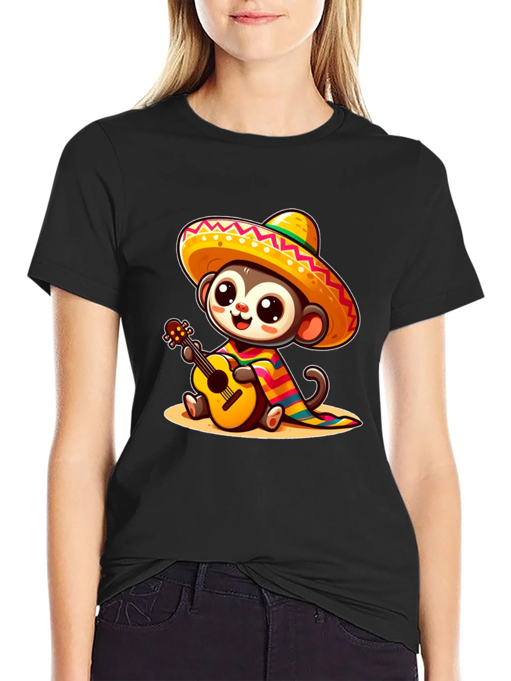 Monkey in Sombrero T-Shirt - Guitar Playing product image 5