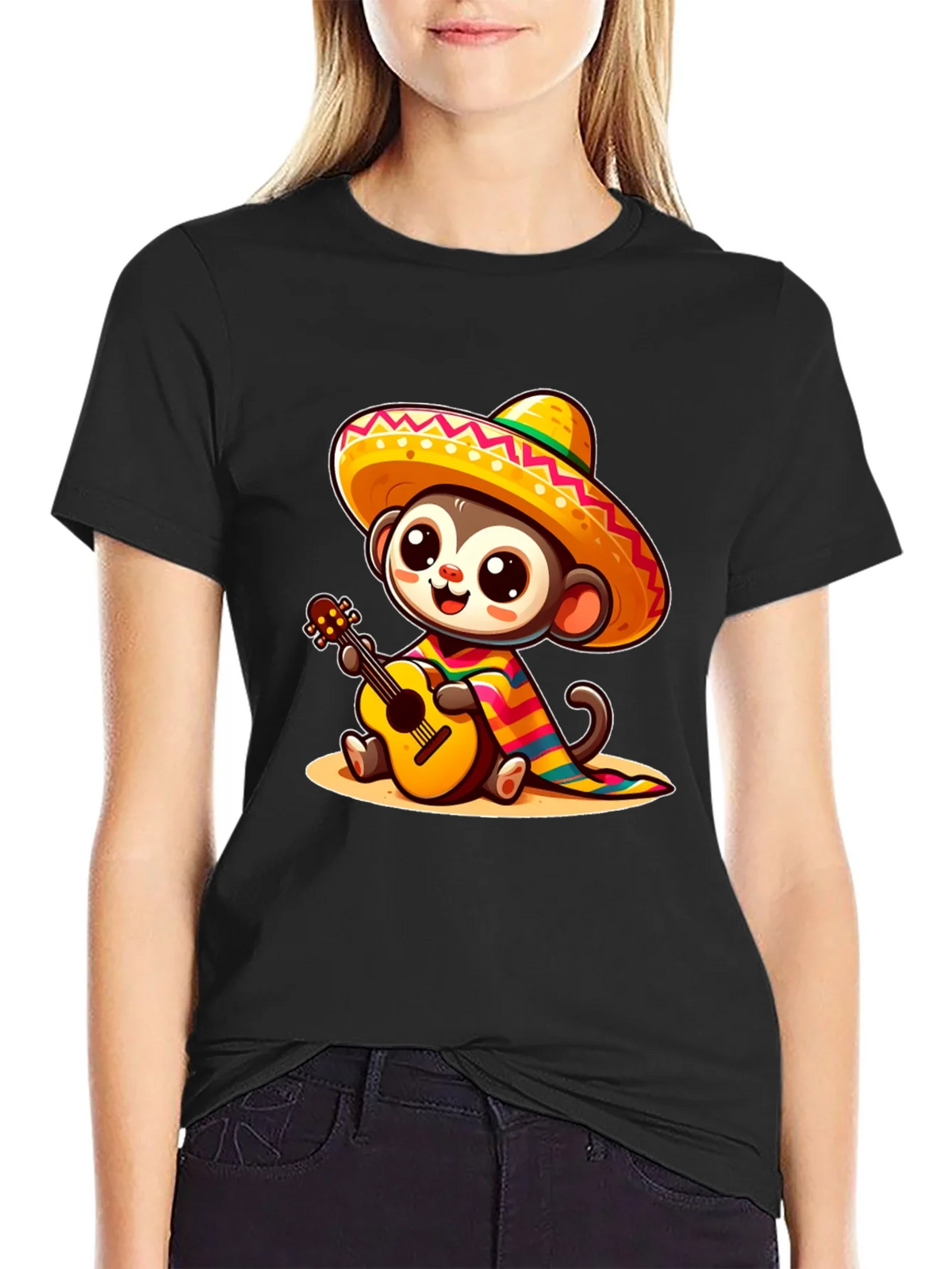 Monkey in Sombrero T-Shirt - Guitar Playing product image 5