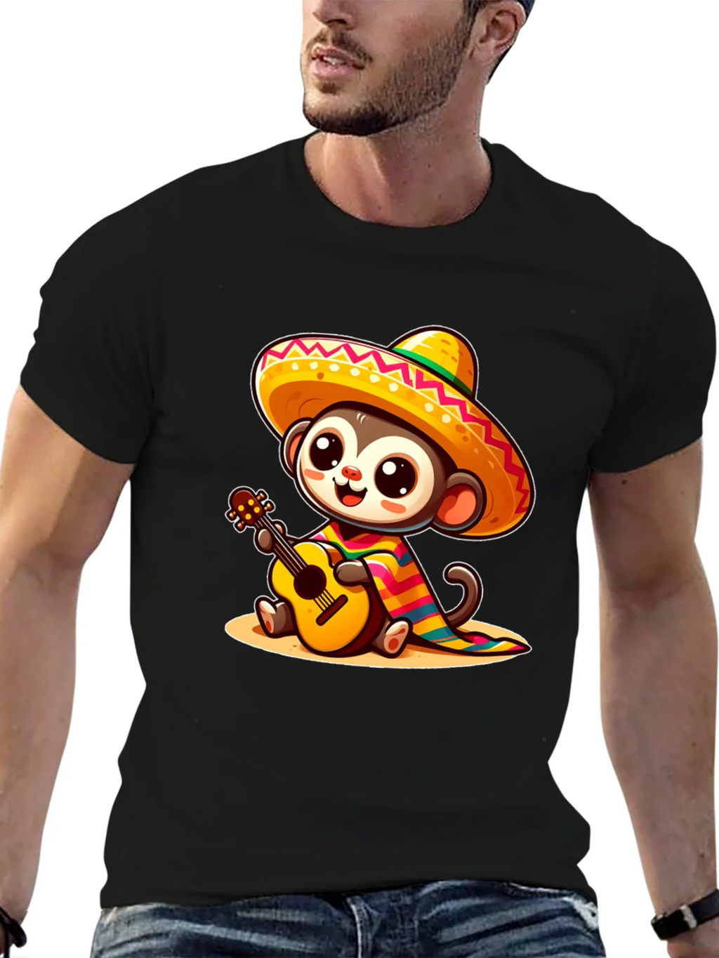 Monkey in Sombrero T-Shirt - Guitar Playing product image 9