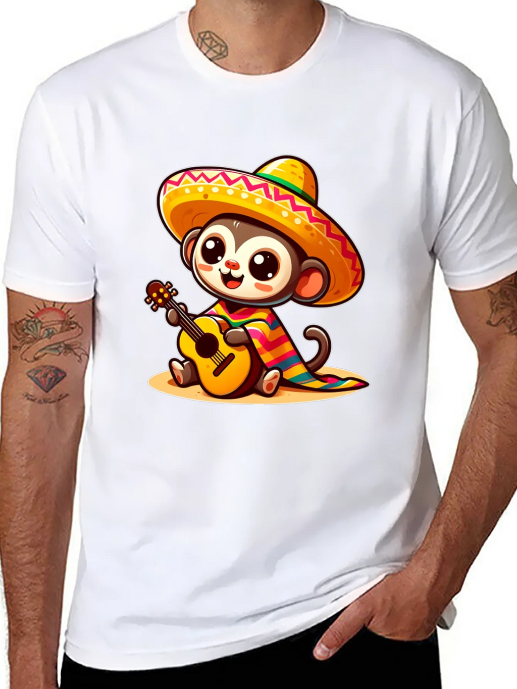 Monkey in Sombrero T-Shirt - Guitar Playing product image 10