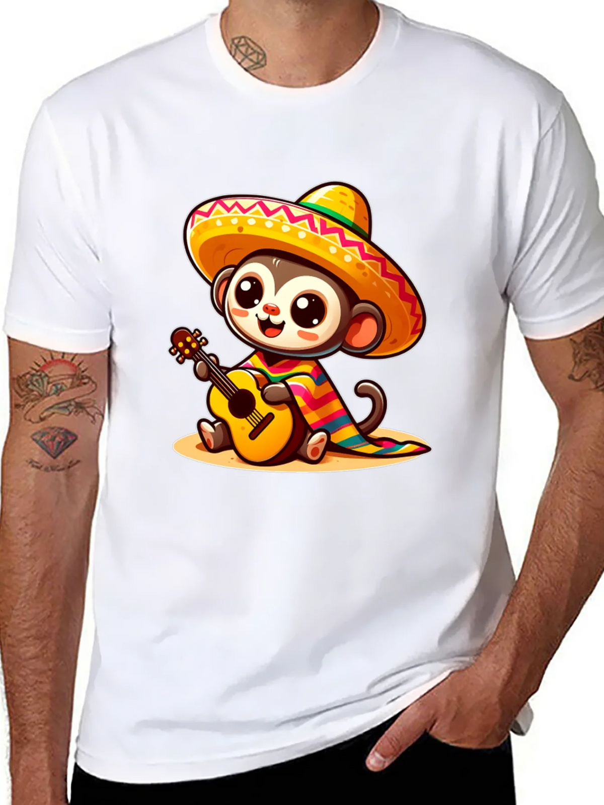 Monkey in Sombrero T-Shirt - Guitar Playing product image 10