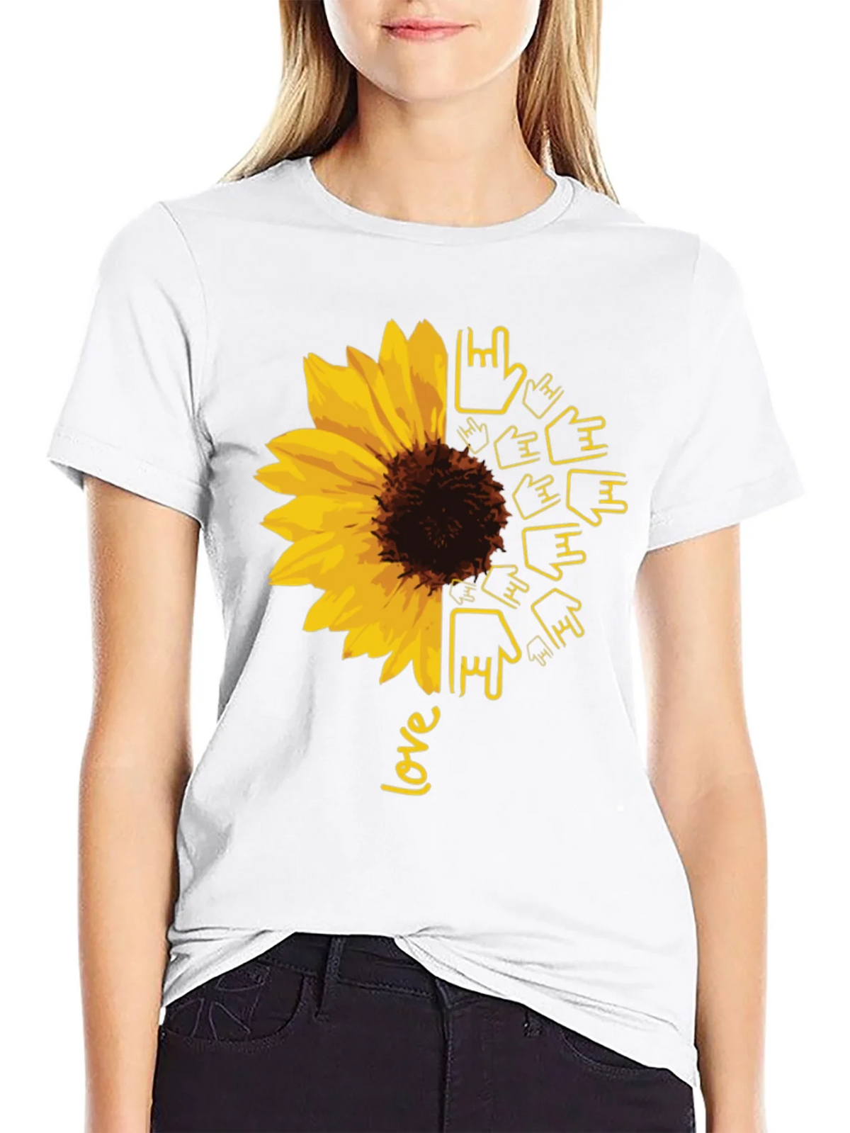 Sunflower ASL Love Graphic T-Shirt product image 11