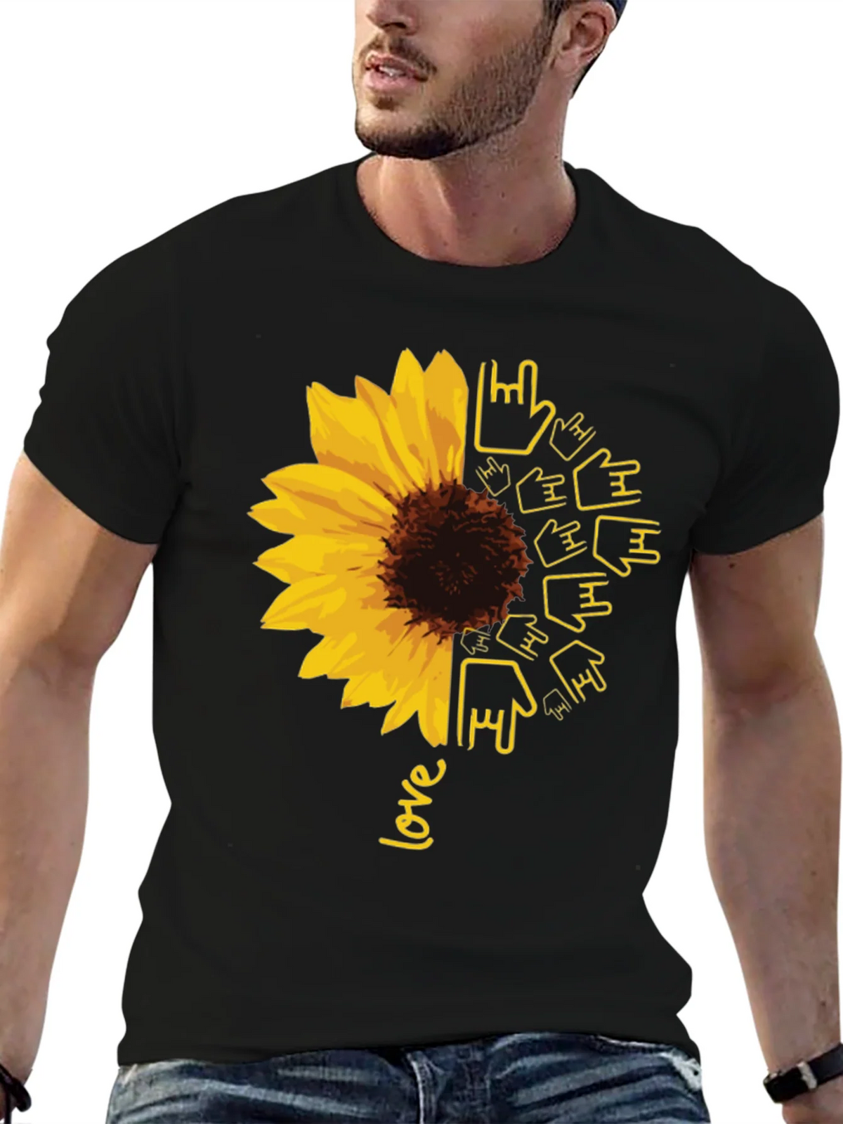 Sunflower ASL Love Graphic T-Shirt product image 9