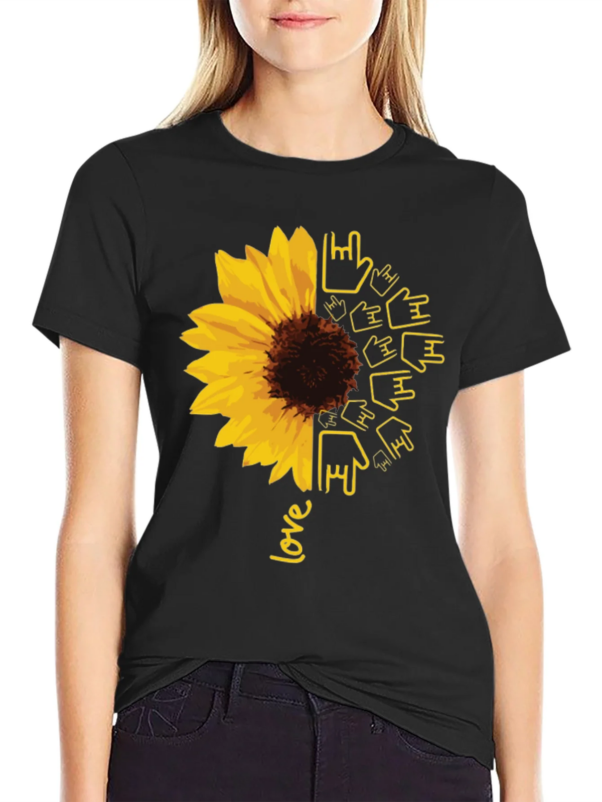Sunflower ASL Love Graphic T-Shirt product image 5