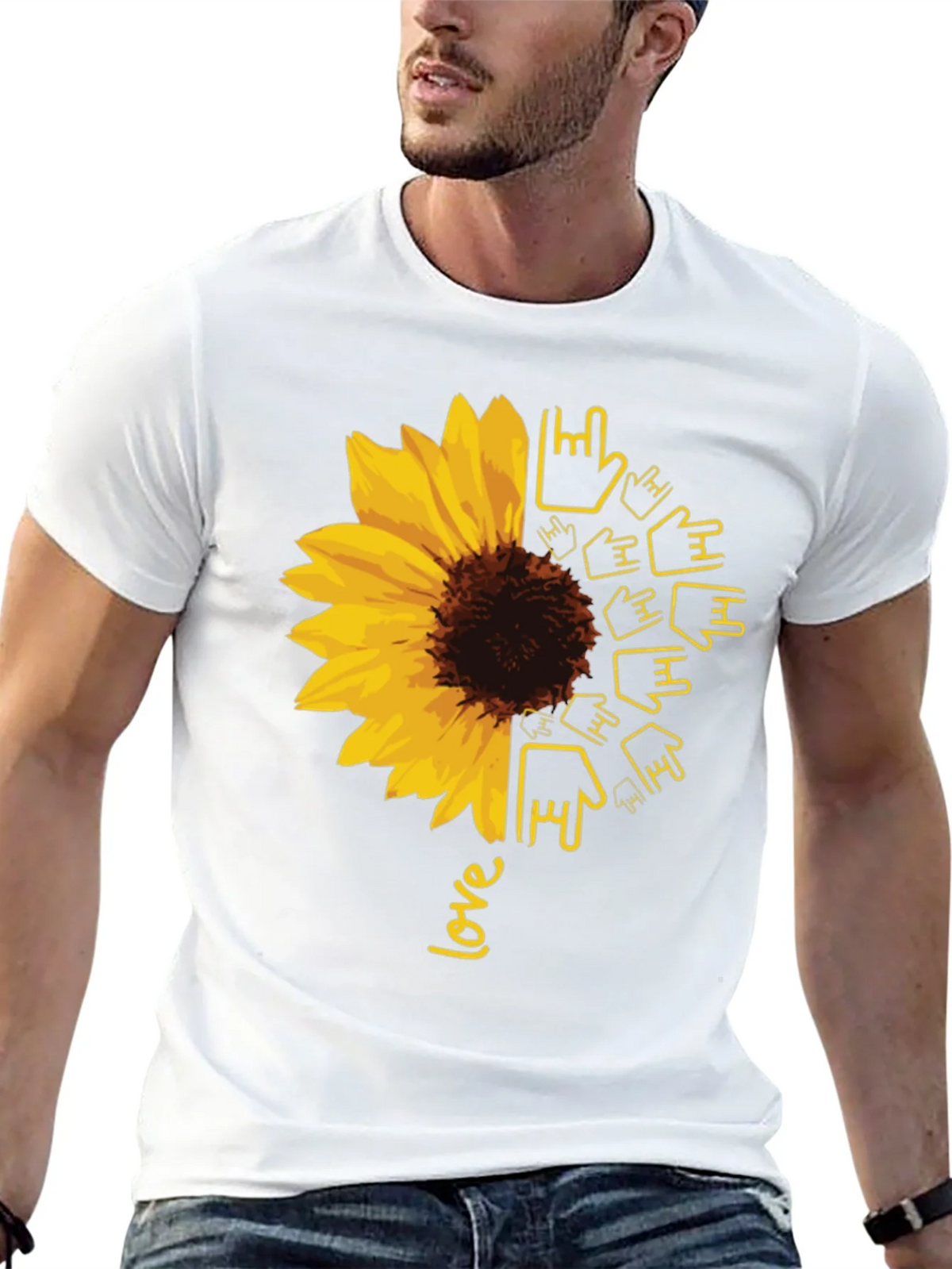 Sunflower ASL Love Graphic T-Shirt product image 4