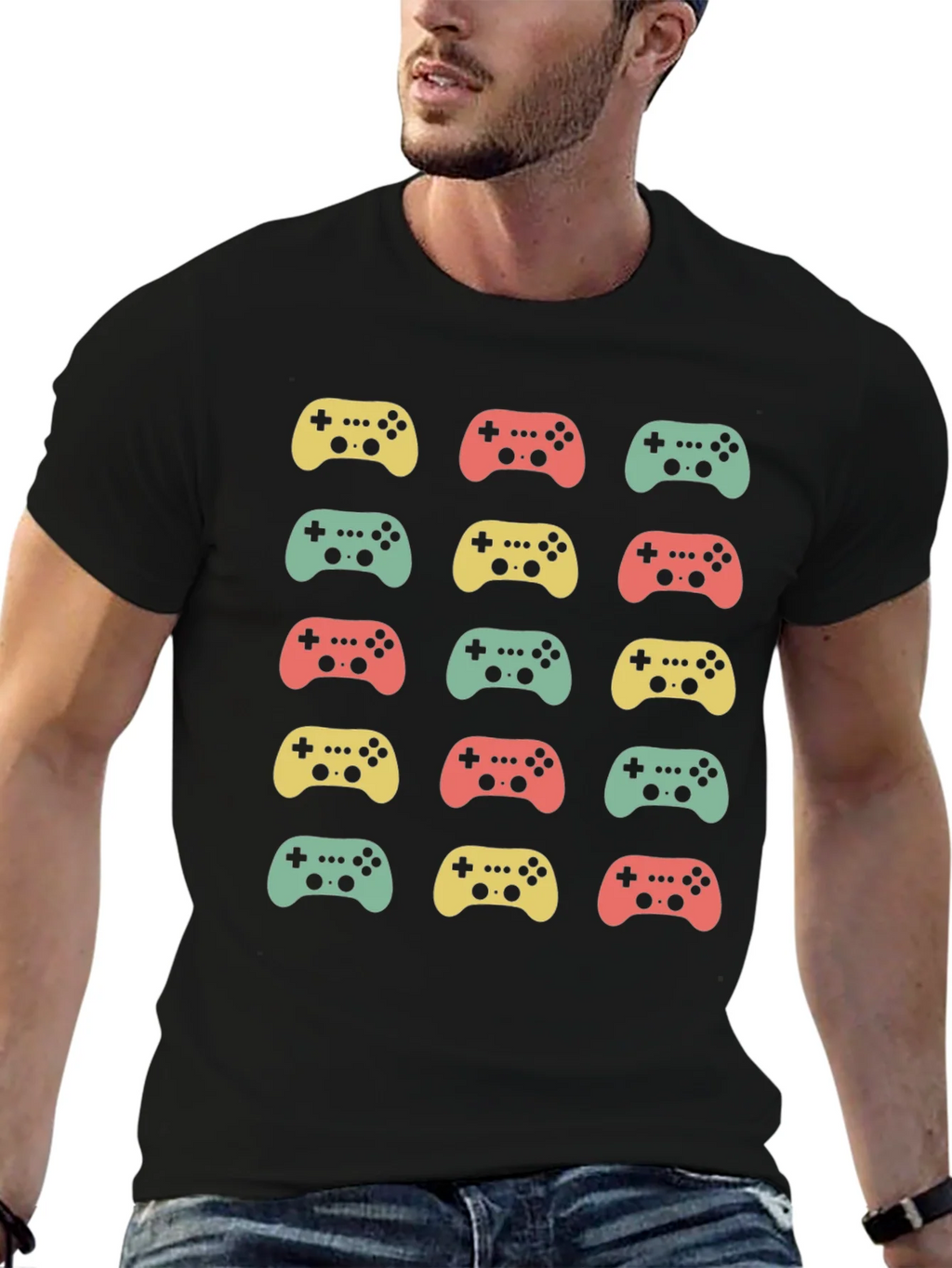 Retro Gaming Controller Pattern T-Shirt product image 7