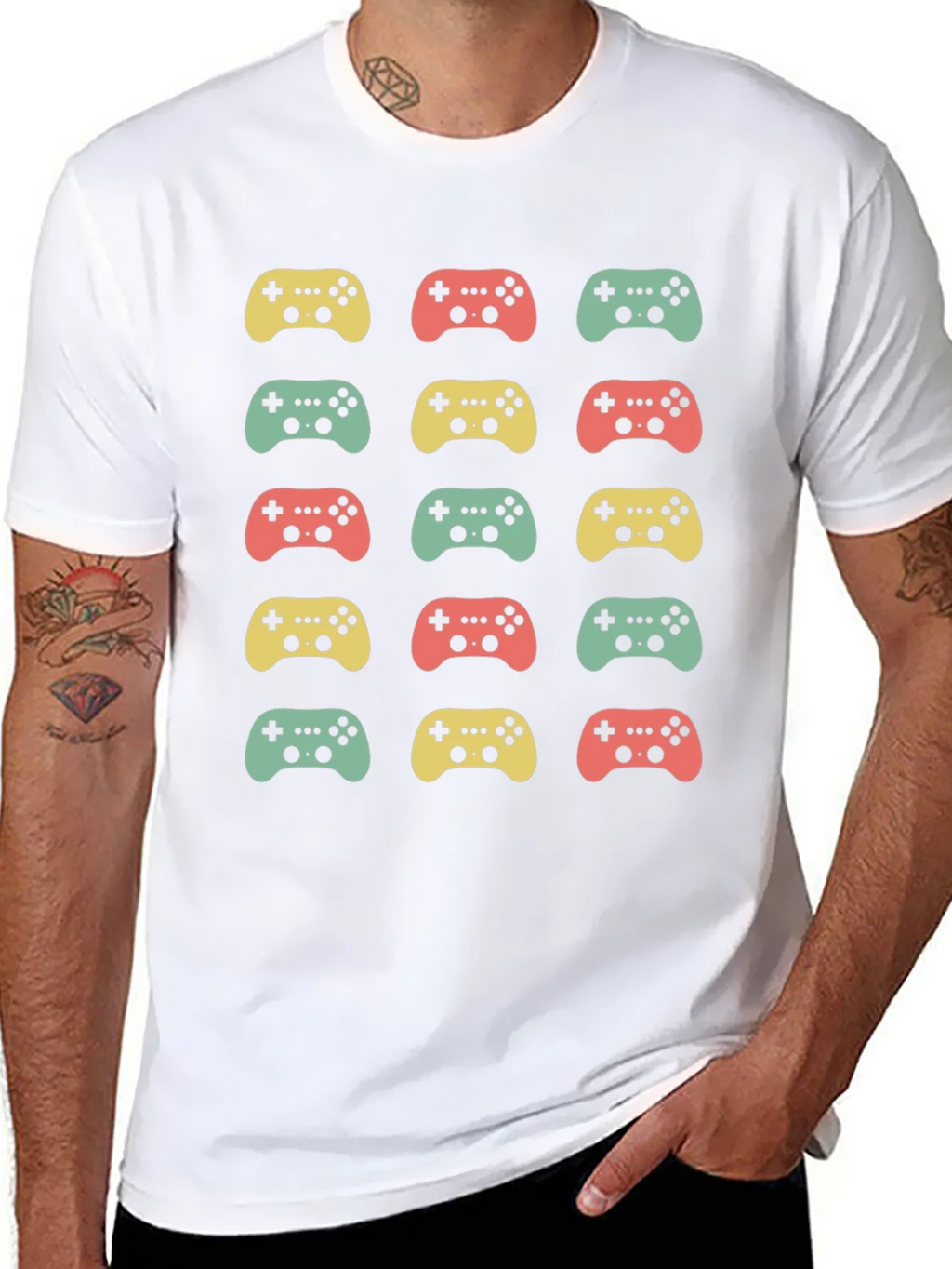 Retro Gaming Controller Pattern T-Shirt product image 8