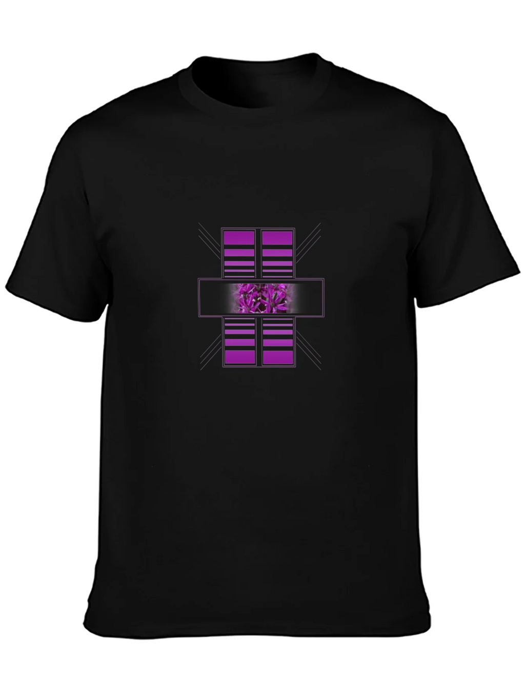 Modern Graphic Black T-Shirt with Purple Abstract Design product image 6