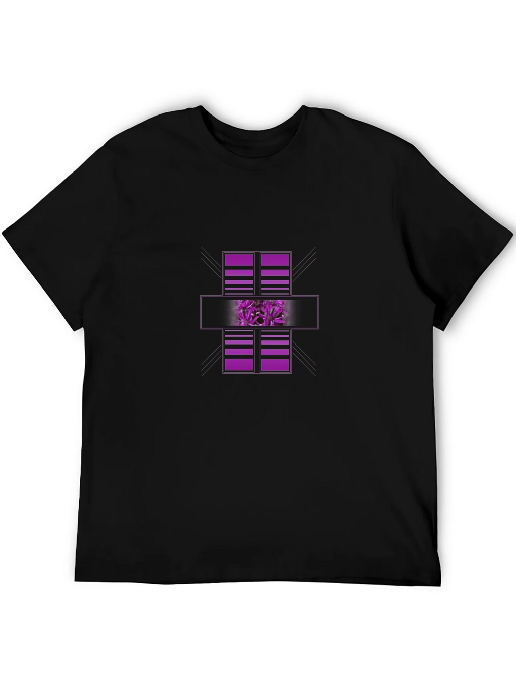Modern Graphic Black T-Shirt with Purple Abstract Design product image 8