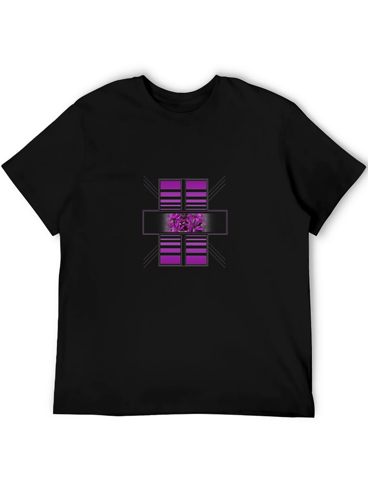Modern Graphic Black T-Shirt with Purple Abstract Design product image 8