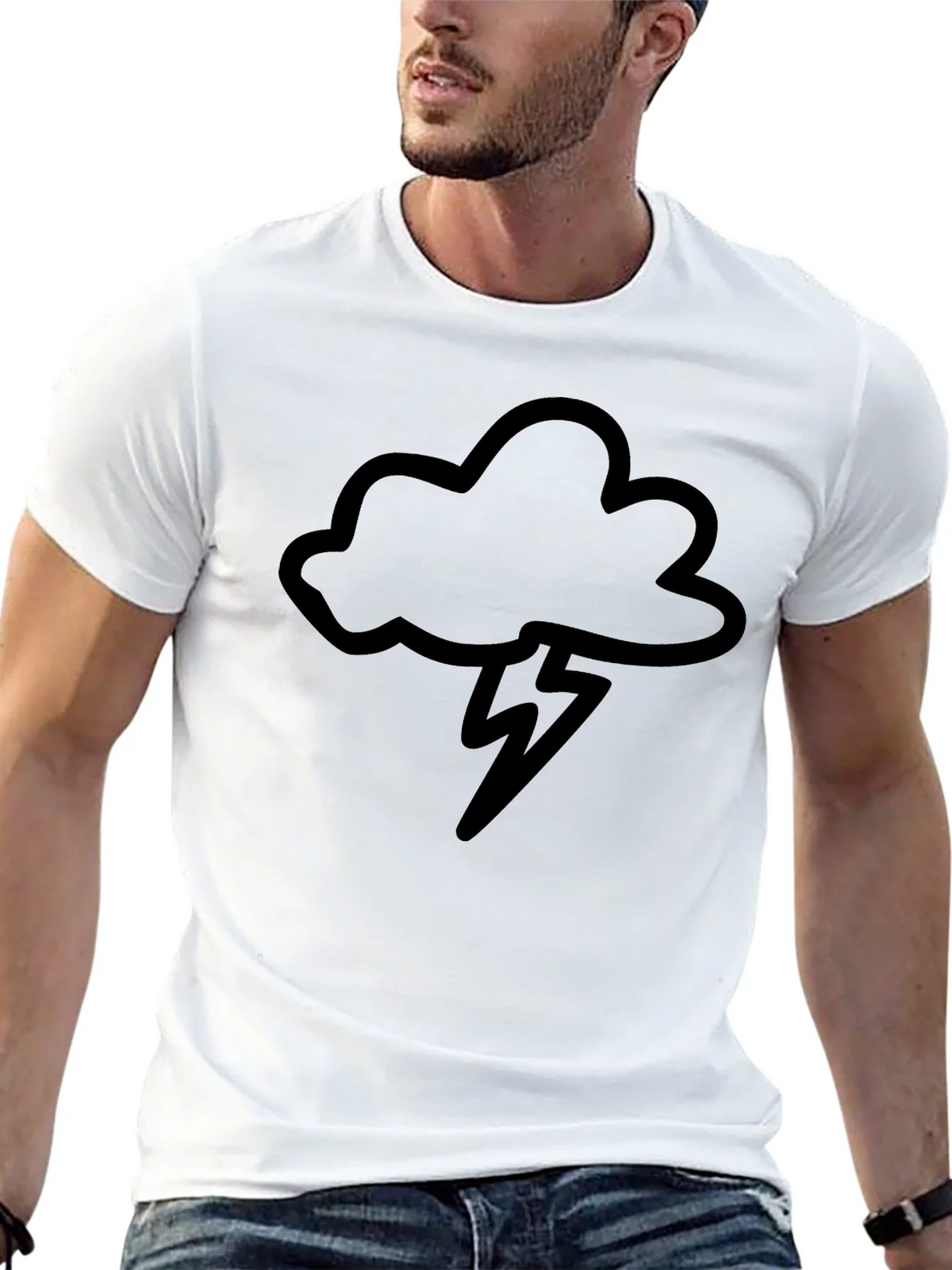 Black Cloud & Lightning Bolt Graphic Tee product image 4
