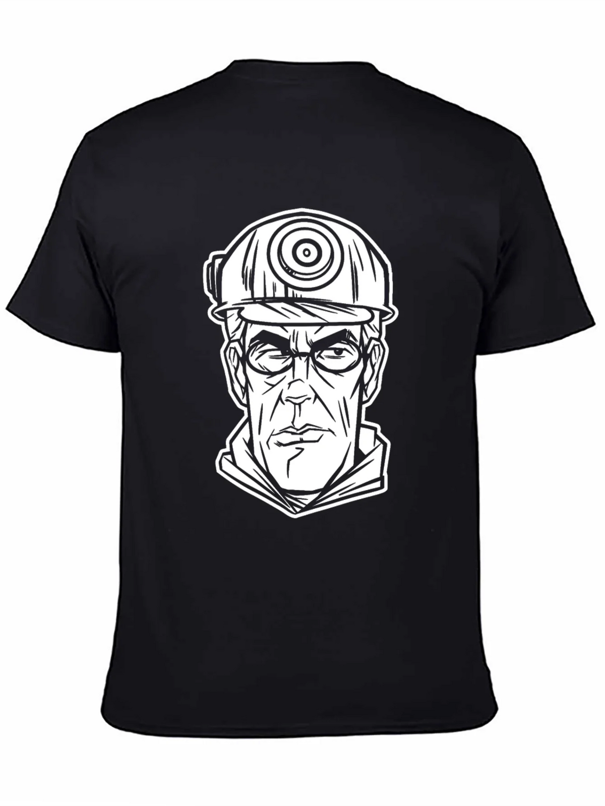 Cartoon Miner Graphic Tee - Black Cotton T-Shirt product image 7