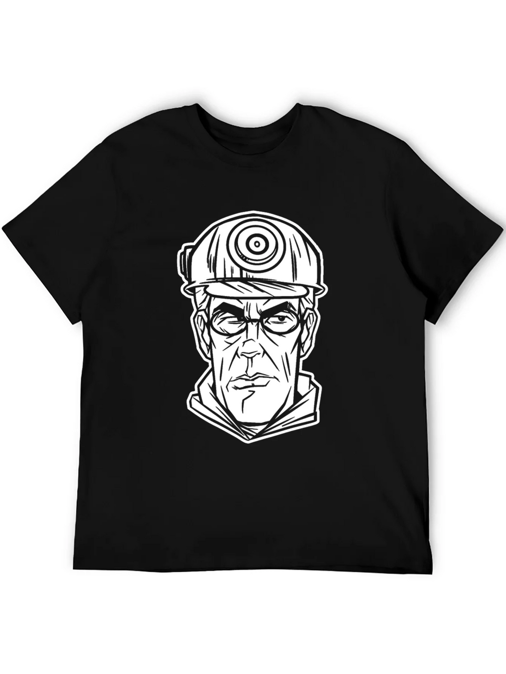 Cartoon Miner Graphic Tee - Black Cotton T-Shirt product image 8