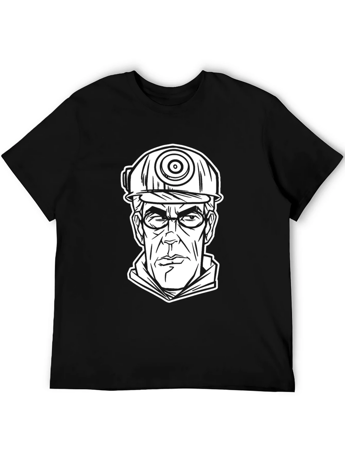 Cartoon Miner Graphic Tee - Black Cotton T-Shirt product image 8