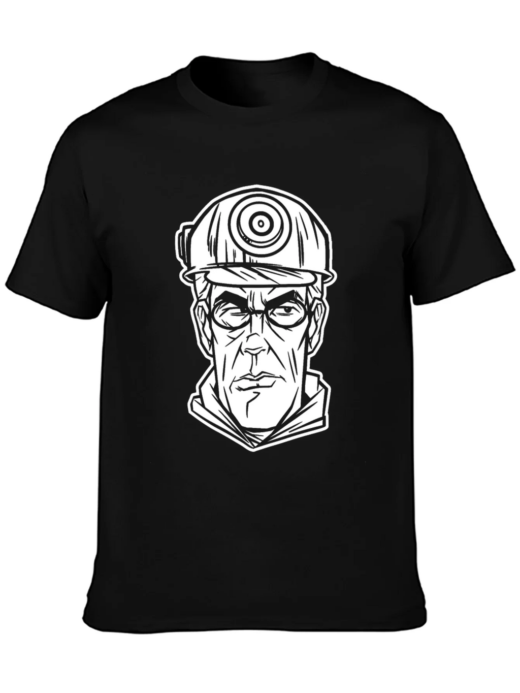 Cartoon Miner Graphic Tee - Black Cotton T-Shirt product image 6