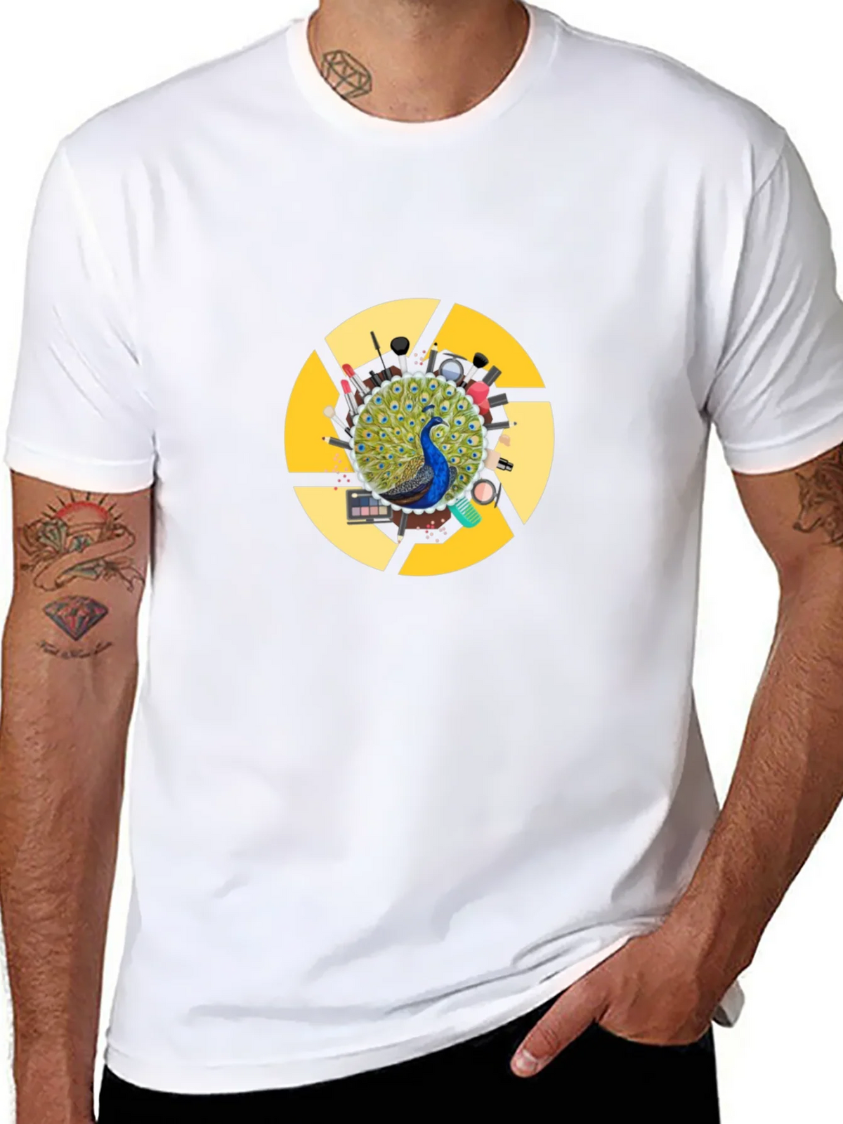 Peacock Makeup Artist T-Shirt - Black Cotton Blend product image 10
