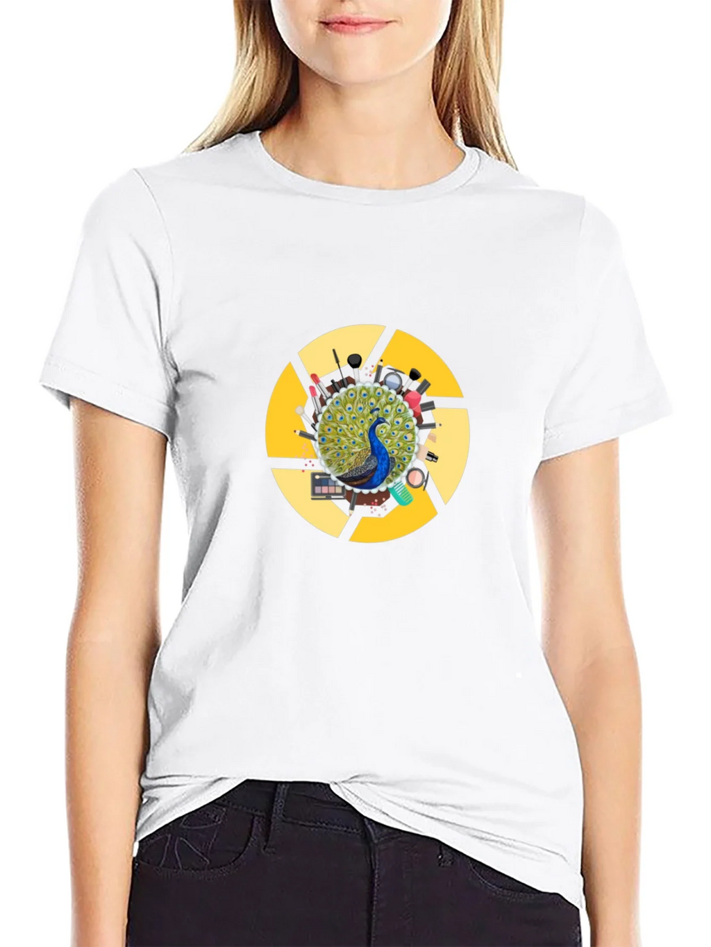 Peacock Makeup Artist T-Shirt - Black Cotton Blend product image 11