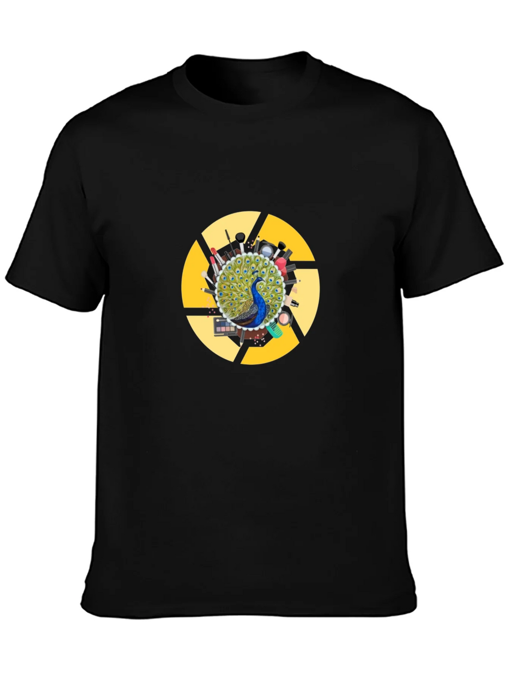 Peacock Makeup Artist T-Shirt - Black Cotton Blend product image 6