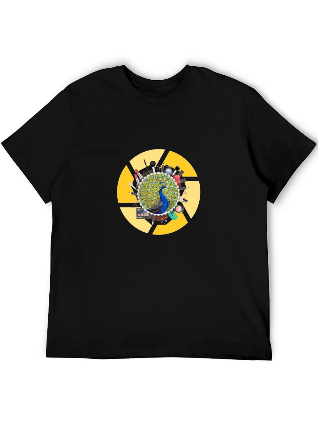 Peacock Makeup Artist T-Shirt - Black Cotton Blend product image 8