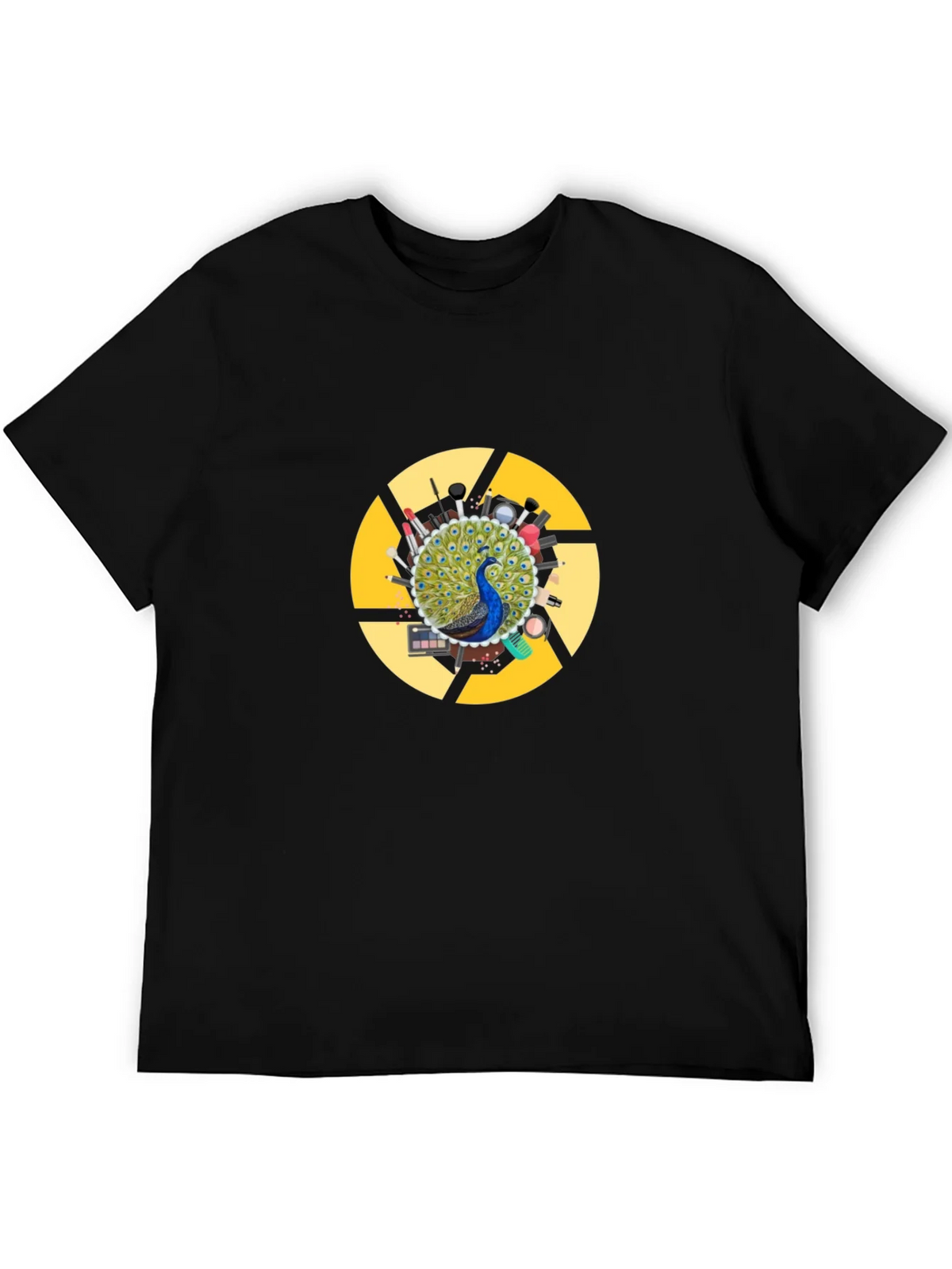 Peacock Makeup Artist T-Shirt - Black Cotton Blend product image 8