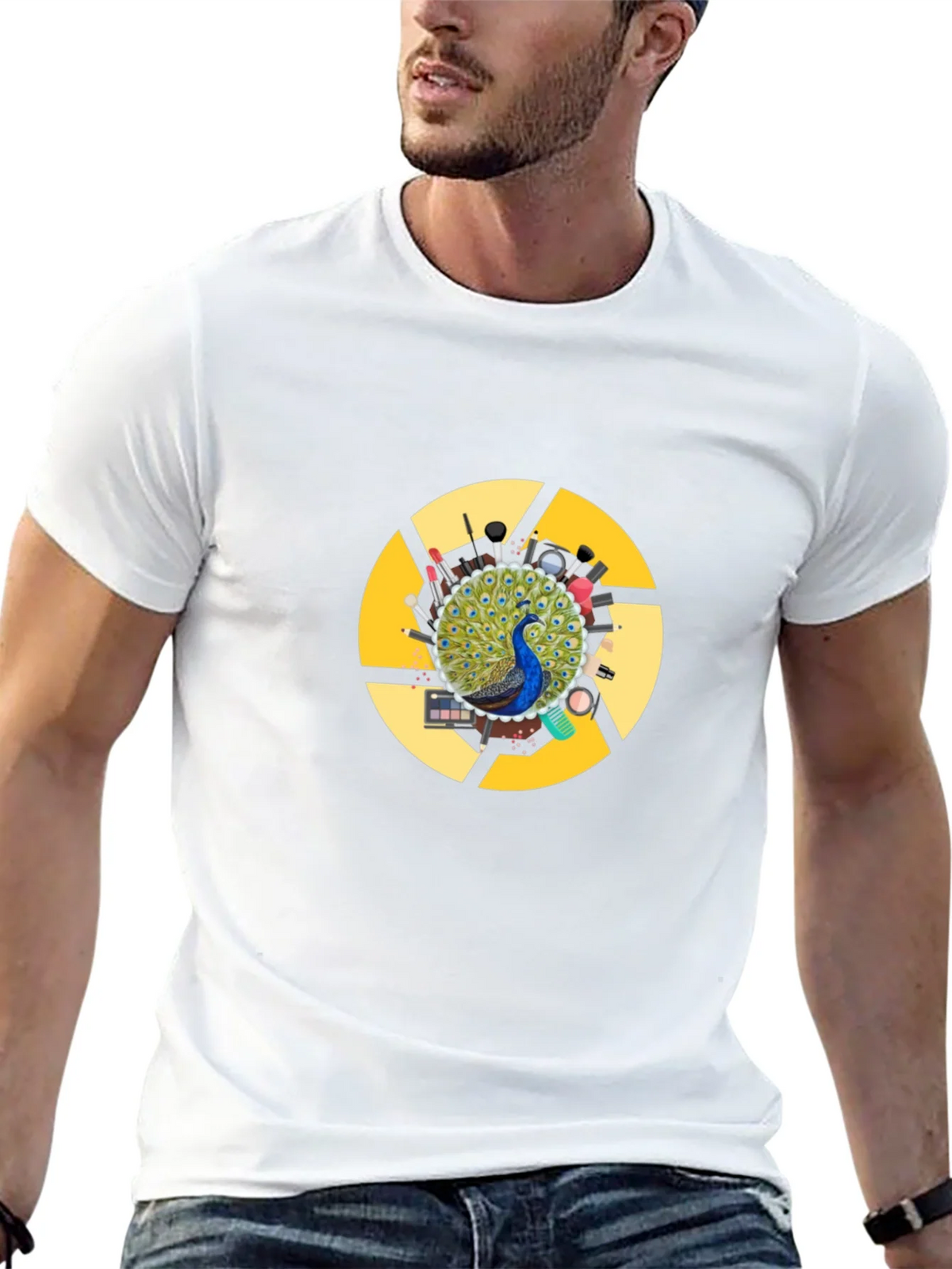 Peacock Makeup Artist T-Shirt - Black Cotton Blend product image 4