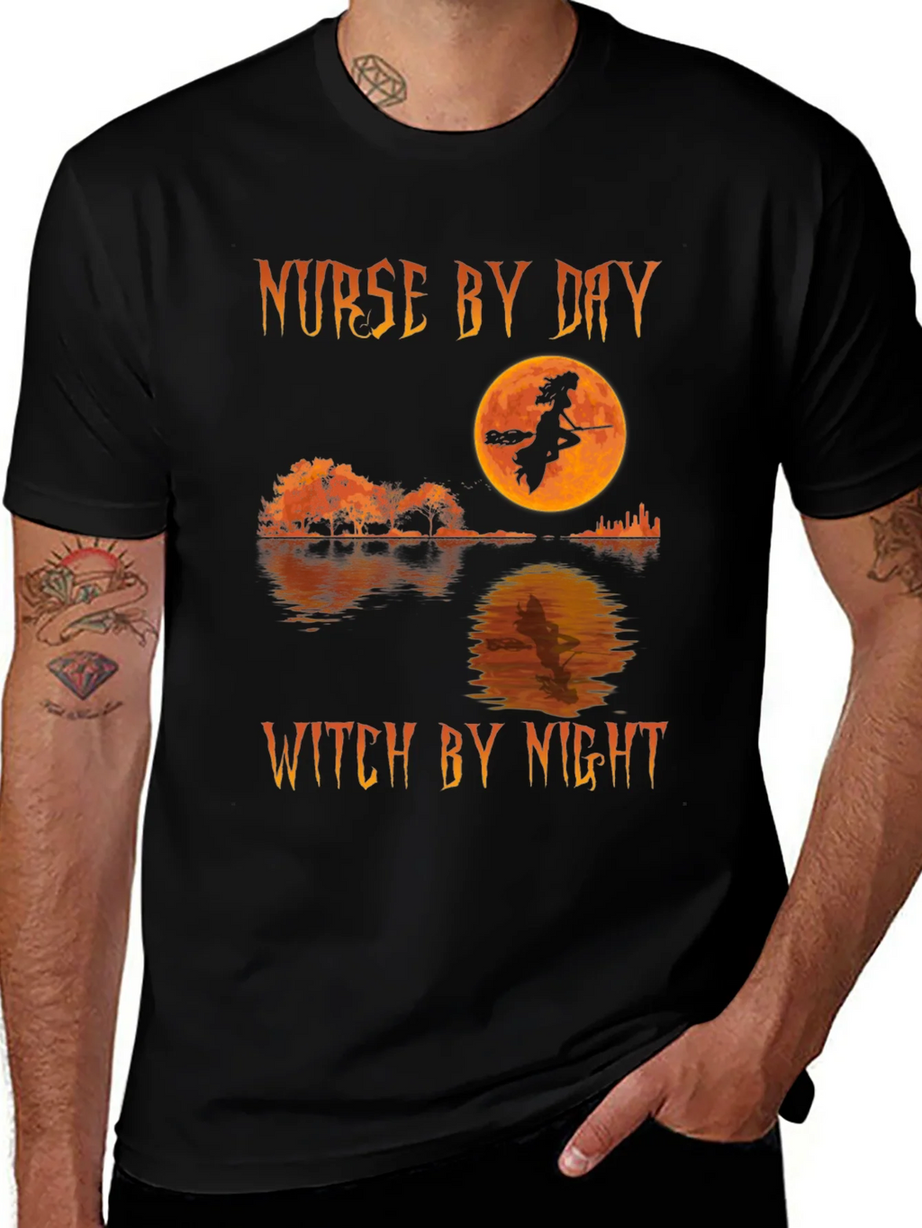 Nurse by Day Witch by Night Halloween T-Shirt product image 1