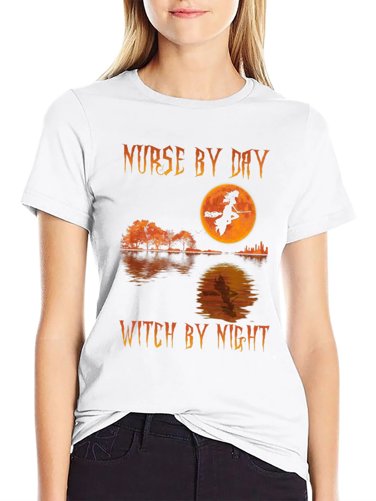 Nurse by Day Witch by Night Halloween T-Shirt product image 11