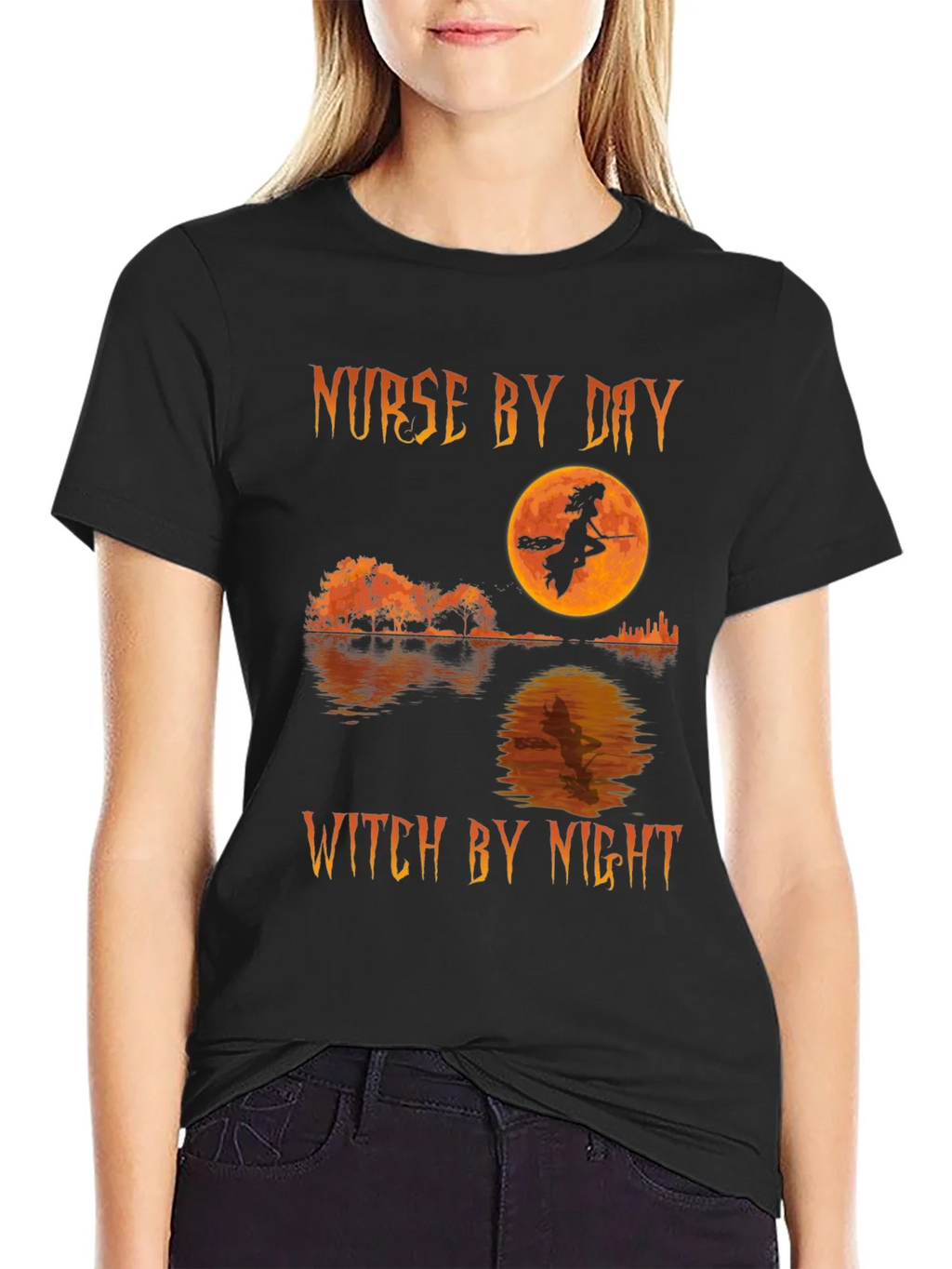 Nurse by Day Witch by Night Halloween T-Shirt product image 5