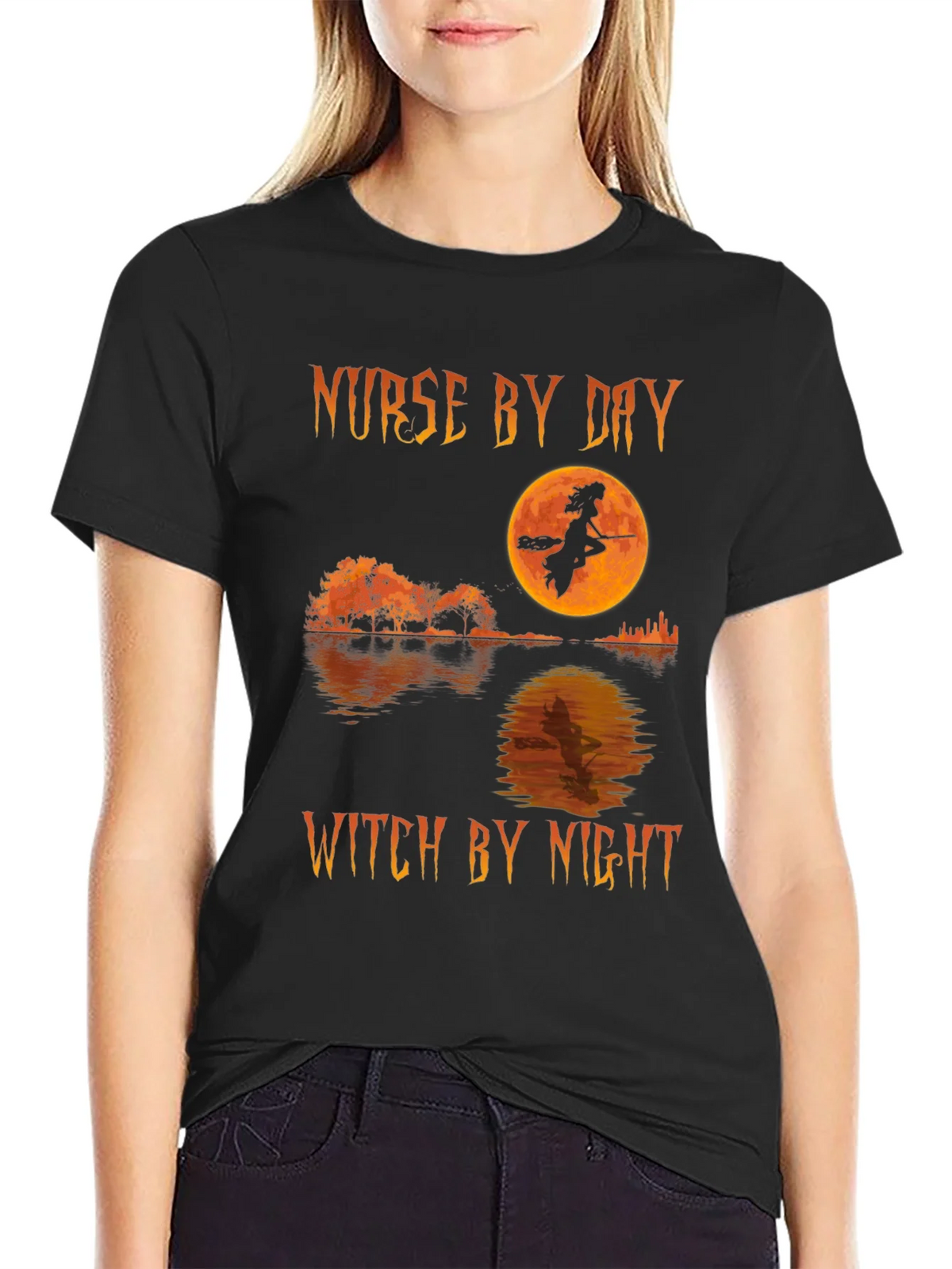 Nurse by Day Witch by Night Halloween T-Shirt product image 5