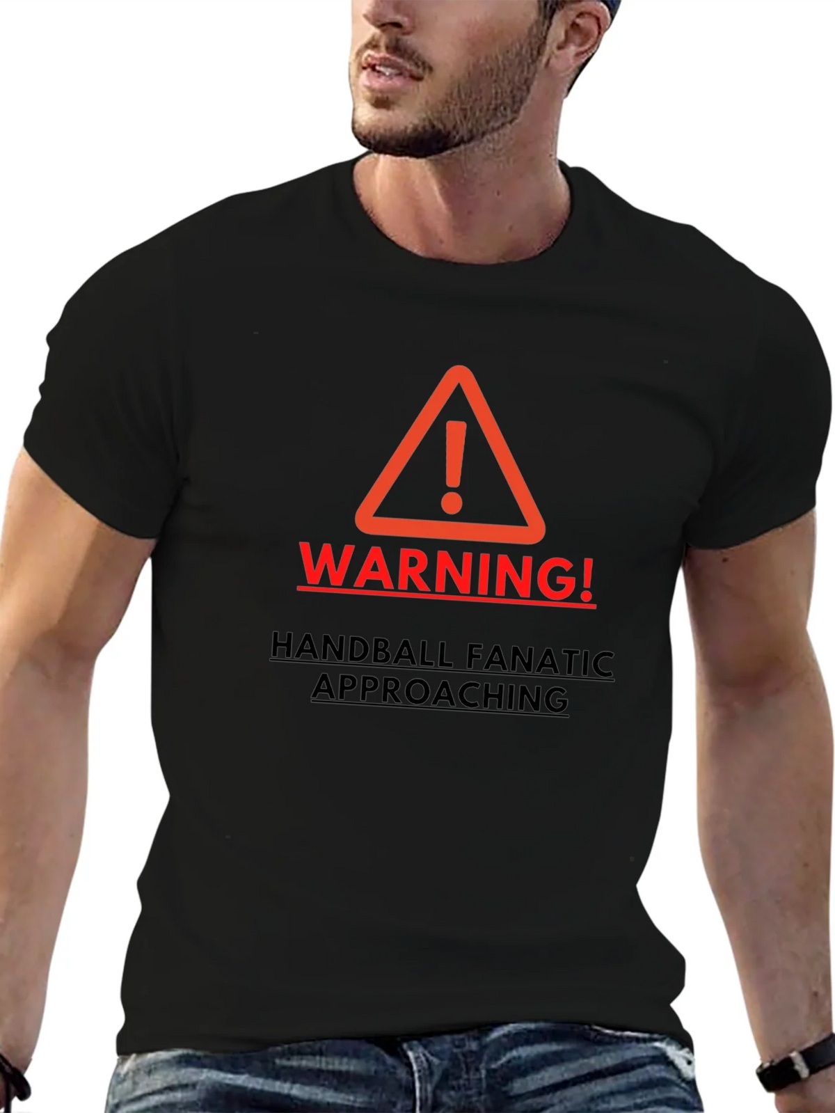 Warning Handball Fanatic Mens T-shirt product image 9