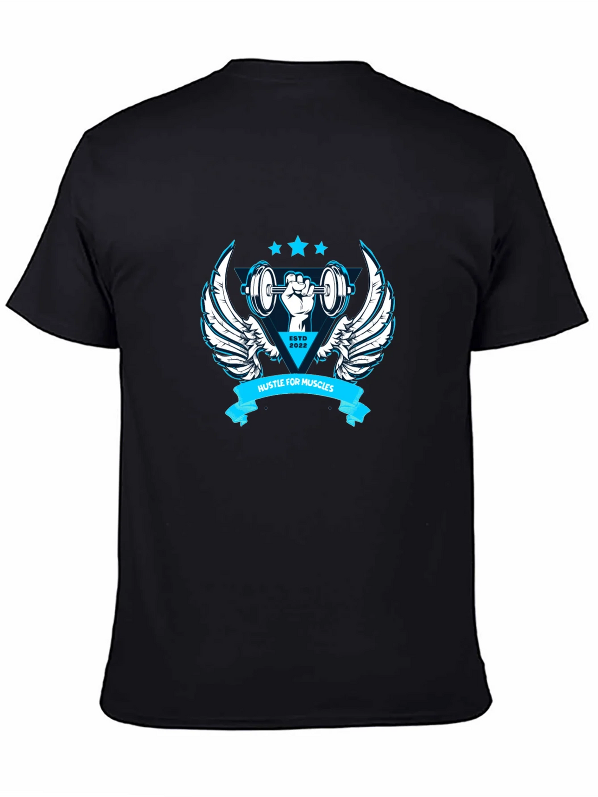 Hustle for Muscles Black Graphic T-Shirt product image 7
