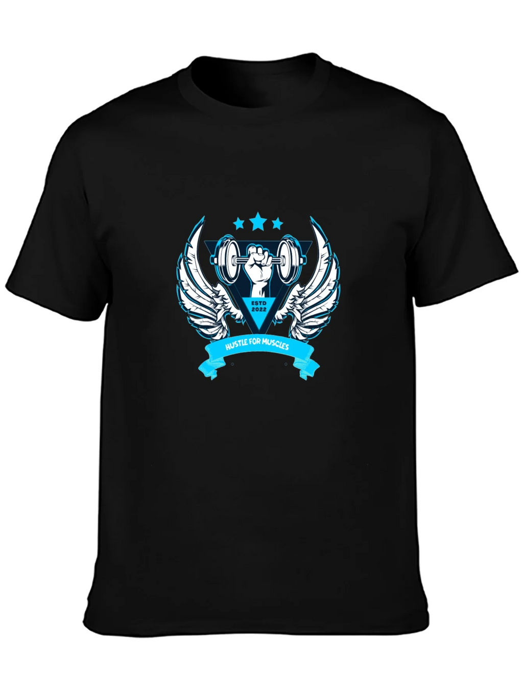 Hustle for Muscles Black Graphic T-Shirt product image 6