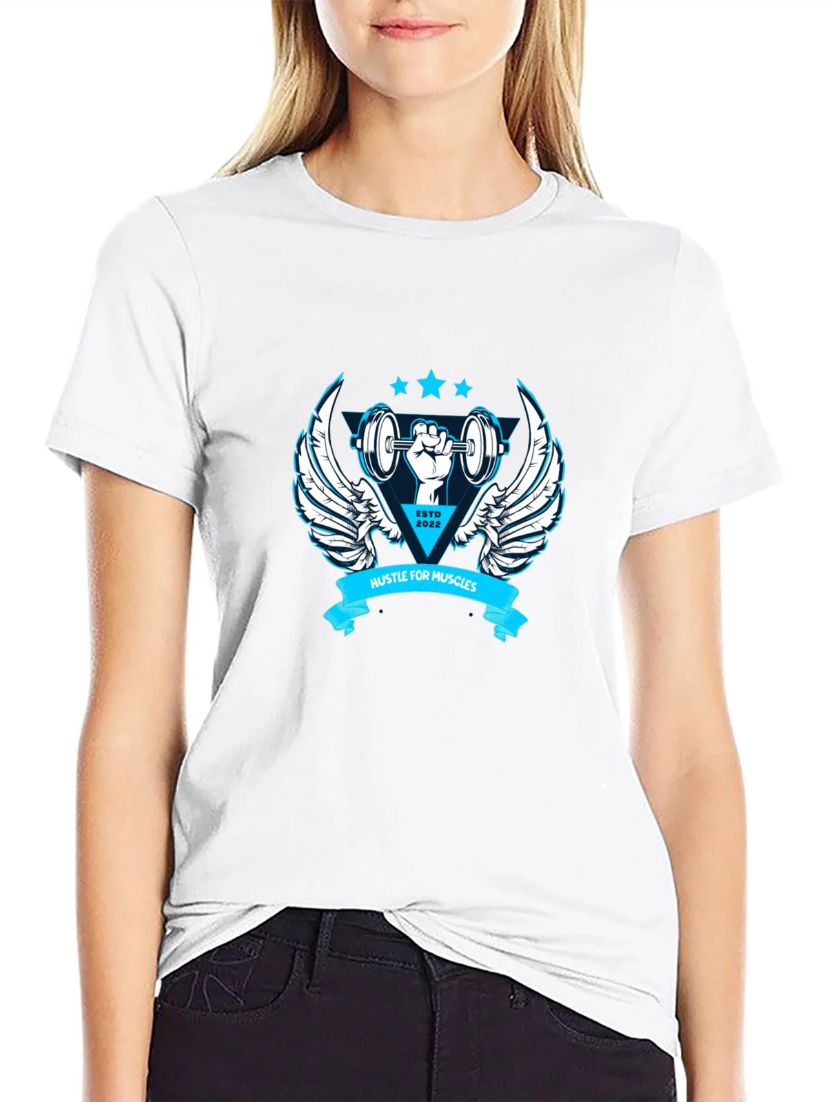 Hustle for Muscles Black Graphic T-Shirt product image 11