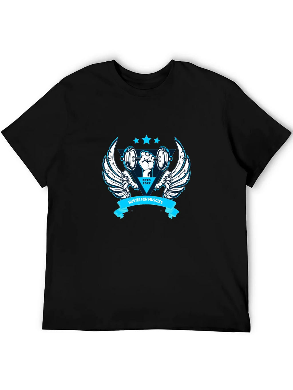Hustle for Muscles Black Graphic T-Shirt product image 8