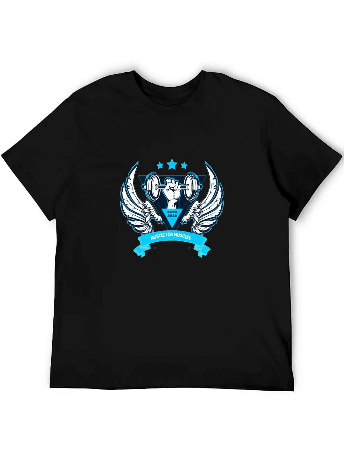 Hustle for Muscles Black Graphic T-Shirt product image 8