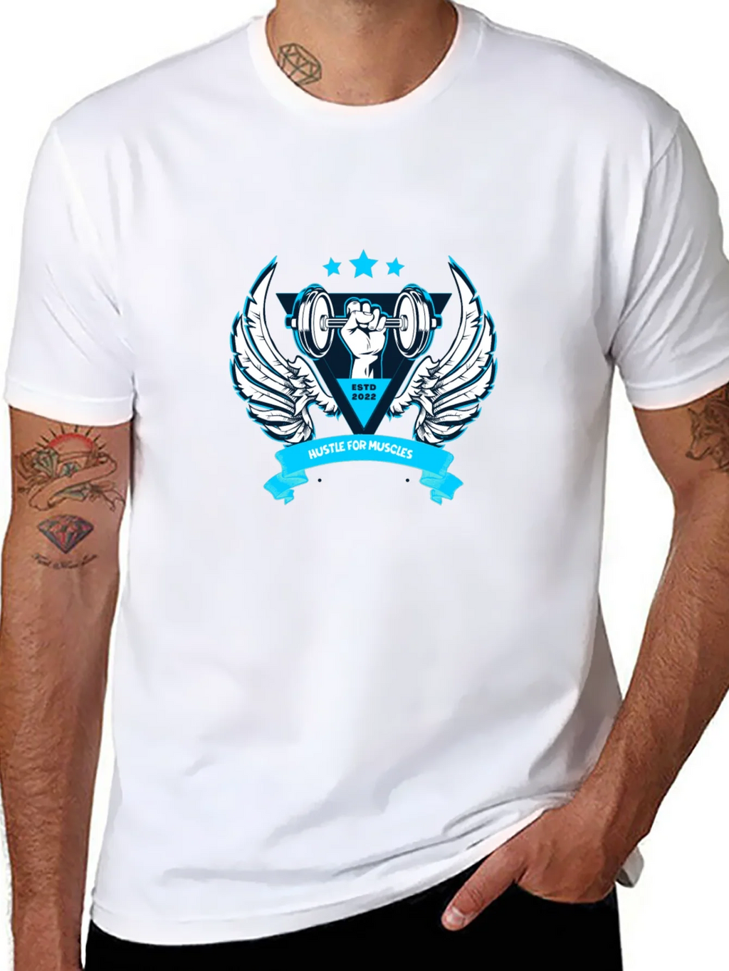 Hustle for Muscles Black Graphic T-Shirt product image 10