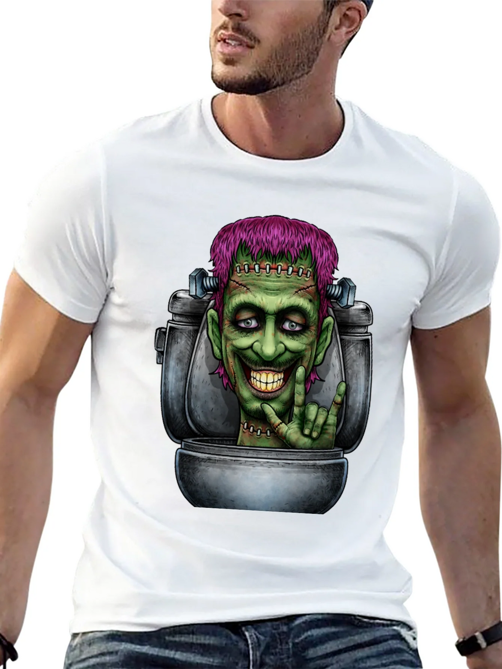 Frankensteins Monster Toilet Humor Graphic Tee product image 4