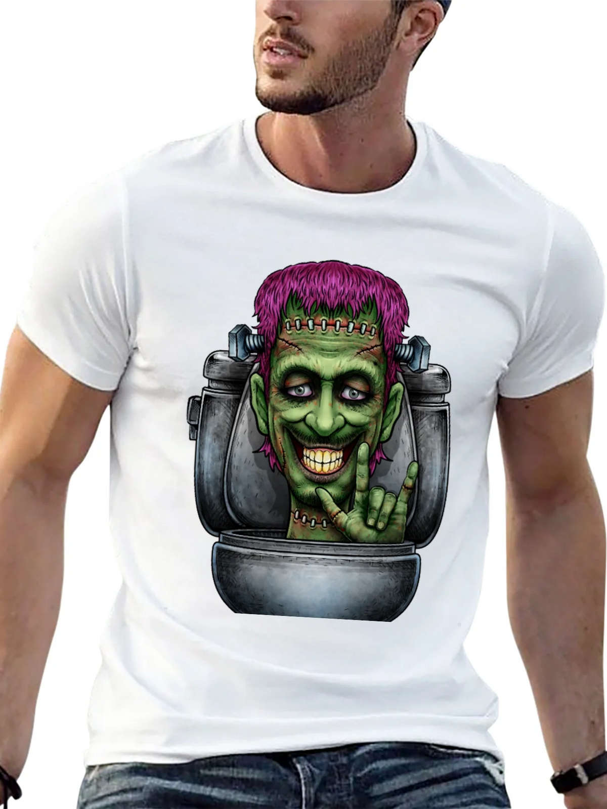 Frankensteins Monster Toilet Humor Graphic Tee product image 4