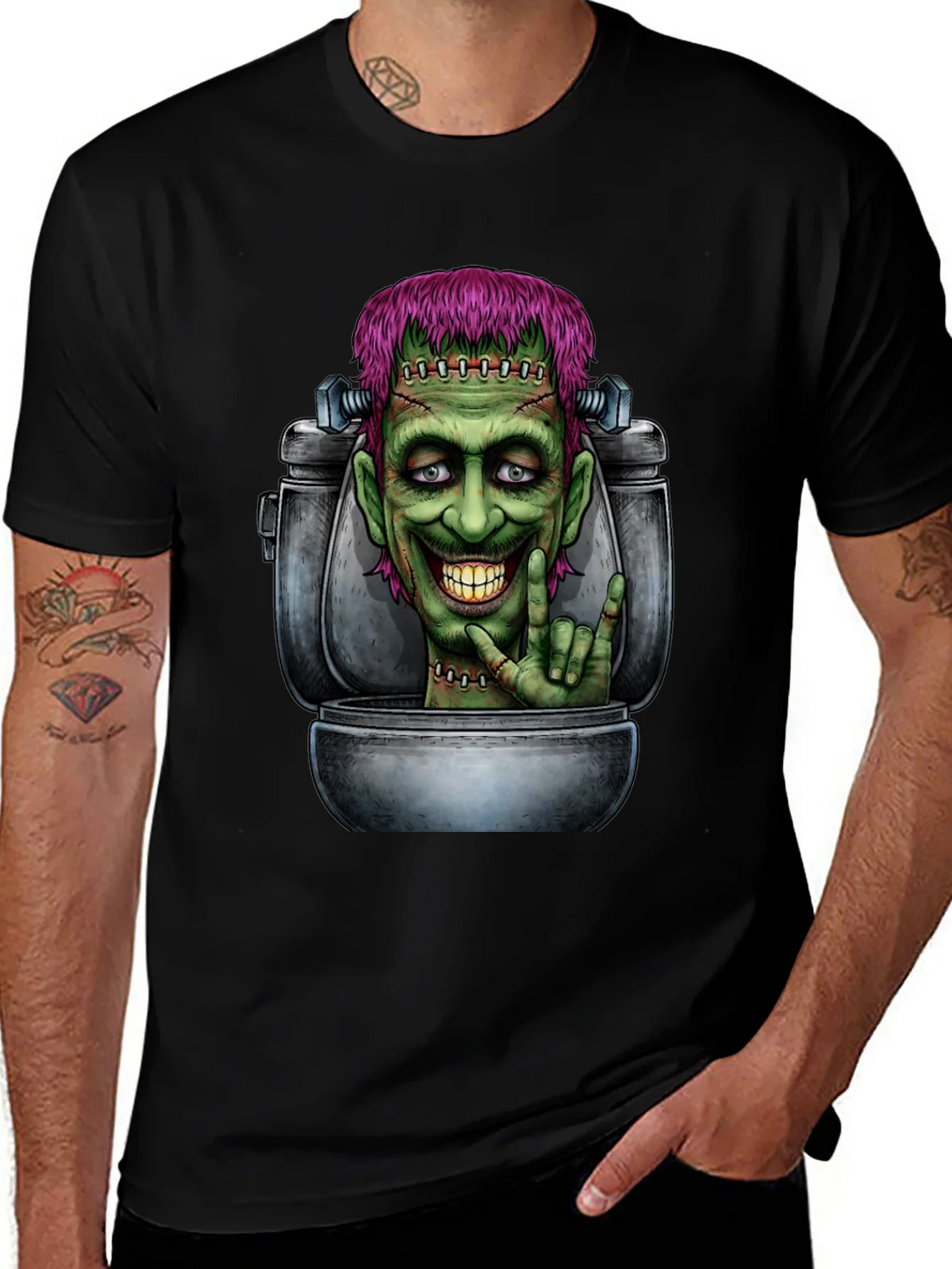 Frankensteins Monster Toilet Humor Graphic Tee product image 1