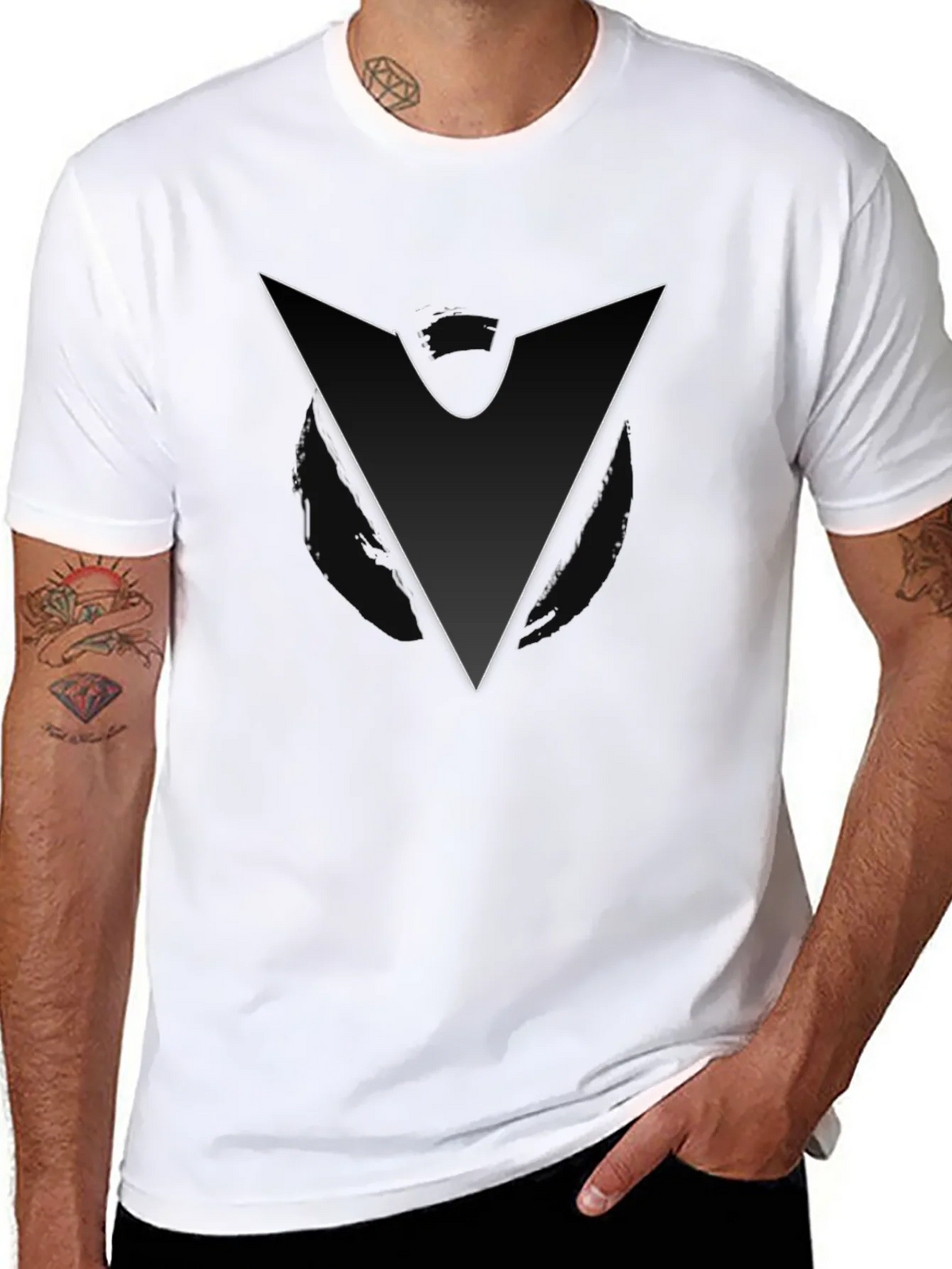 Minimalist V-Shape Graphic Black T-Shirt product image 1